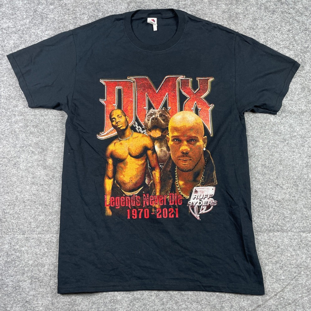 DMX T-Shirt Mens M Black Legends Never Die Ruff Ryders Rap Tee